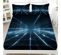 King Double Fitted Sheet Set 60x80 inch Science Fiction Time Tunnel Soft Microfibre Bedding Sets Deep Pocket 30 cm Visual Illusion Fitted Sheet Resistant, Easy Care with 2 Pillowcases