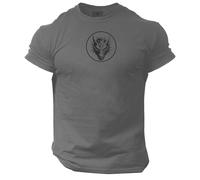 King Dragon T Shirt Gym Clothing Bodybuilding Training Workout Exercise Fitness Boxing MMA Top (UK, Alpha, L, Regular, Regular, Charcoal Black Print)