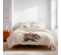 King Duvet Cover Beige Cartoon Christmas otter Brushed Microfiber Bedding Sets - Soft Thick Quilt Covers with 2 Pillow Shams,Reversible Printed Comforter Cover (230x220cm)