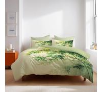 King Duvet Cover Green Traditional landscape bamboo forest Brushed Microfiber Bedding Sets - Soft Thick Quilt Covers with 2 Pillow Shams,Reversible Printed Comforter Cover (230x220cm)