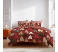 King Duvet Cover Red Seamless illustration Christmas tree Brushed Microfiber Bedding Sets - Soft Thick Quilt Covers with 2 Pillow Shams,Reversible Printed Comforter Cover (230x220cm)