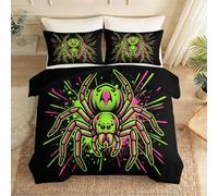 King Duvet Cover Set, Animals Spiders Spots Printed Microfiber All Season Bedding Set with 2 Pillow, Pop Graffiti Duvet Cover Breathable Machine Washable for Teens Adults, 220 x 240 cm