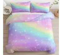 King Duvet Cover Set Double Sided - Simple Minimalist Colorful Starry SkySoft Microfiber Duvet Cover 220 x 230 cmwith 2 Pillowcases 50 x 75 cm, Non Iron Luxury Bedding Set with Zipper Closure