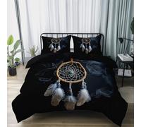 King Duvet Cover Set, Reversible Quilt Cover Set Bohemian Fantasy Dream Catcher Soft with Zip 230 x 220 cm for Children Teenagers Black Bedroom Decorations Microfibre 3D Printed Duvet Cover