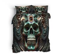 king duvet cover set Skeleton Warrior king-size duvet cover set Breathable microfiber bed linen with reversible print and invisible zipper, ideal for year-round use