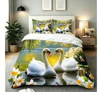 King Duvet Cover Set White Swan 220x240, ZW2129