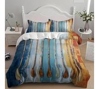 King Duvet Cover Sets 91x87 inch - Soft & Breathable Brushed Microfibre Artistic Painting Oar Pattern Duvet Cover for Adults - Zipper Quilt Cover Set, Easy Care Retro Bedding Set