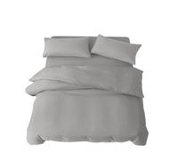 King Duvet Set 4 Piece King Bedding Set with Fitted Sheet and Pillowcases Soft Brushed Microfibre Breathable Duvet Cover Sets (Silver)