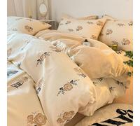 King Duvet Set Small Fresh Thickened Pure Cotton Milk Velvet Four-Piece Set Autumn And Winter Velvet Warm Quilt Cover,013,Type B