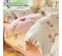 King Duvet Set Small Fresh Thickened Pure Cotton Milk Velvet Four-Piece Set Autumn And Winter Velvet Warm Quilt Cover,013,Type B