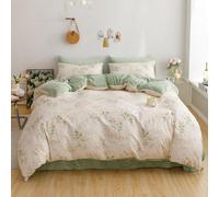 King Duvet Set Small Fresh Thickened Pure Cotton Milk Velvet Four-Piece Set Autumn And Winter Velvet Warm Quilt Cover,013,Type B