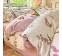 King Duvet Set Small Fresh Thickened Pure Cotton Milk Velvet Four-Piece Set Autumn And Winter Velvet Warm Quilt Cover,013,Type B