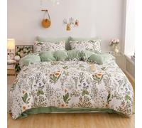 King Duvet Set Small Fresh Thickened Pure Cotton Milk Velvet Four-Piece Set Autumn And Winter Velvet Warm Quilt Cover,013,Type B