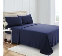 (King) Egyptian Cotton Flat Sheet - Navy Blue - Luxurious Soft Bedding Sheet - Single/Double/King/Super King Sizes