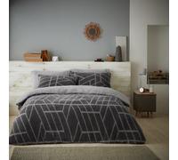 (King, Elygeo Charcoal) Teddy Bear Sherpa Fleece Warm Duvet Quilt Cover