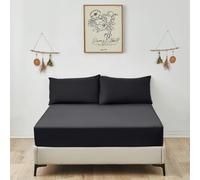King Fitted Sheet (30cm) - Ultra Soft Microfibre Bed Sheets, Elasticated Corners, Wrinkle-Free, Shrink and Fade Resistant, Breathable for King Beds (King, Black)