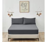 King Fitted Sheet (30cm) - Ultra Soft Microfibre Bed Sheets, Elasticated Corners, Wrinkle-Free, Shrink and Fade Resistant, Breathable for King Beds (King, Charcoal Grey)