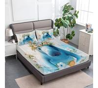 King Fitted Sheet, Cartoon Little Manatee Wooden Board Soft Breathable Fitted Bed Sheets - Anti-Wrinkle Easy Care, Non Iron Polycotton Elasticated Corner Bedding, Grey