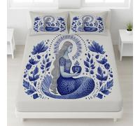 King Fitted Sheets - Bed Sheets Breathable and Luxury Microfibre Bedding Sets 150 x 200 CM, Mysterious, Pure, Magical, Bohemian, Mermaid, Flowers, Sun, Stars, Perfect for Kids and Teenagers