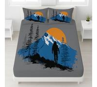 King Fitted Sheets - Ultrasoft Gray Bed Sheets Breathable and Luxury Resistant Bedding Sets 3 Piece with Pillowcase with zipper closure30 CM Deep Hotel Hand-drawn Landscape Snow Mountain