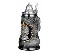 King German Beer Stein Lozenge Stein Pewter Eagle Stein 0.5 Liter tankard, Beer Mug KI 720-SZ 0,5L Deutschland