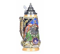 King German Beer Stein Pirate Blackbeard Relief Stein 0.5 Liter tankard, Beer Mug