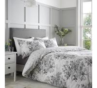 Catherine Lansfield Elinda Floral Reversible King Duvet Cover Set with Pillowcases Grey