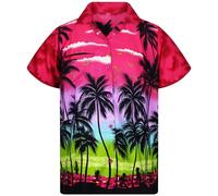 King Kabana Stylish Hawaiian-Shirt, Short-Sleeve, Beach-Style, Pink, 4XL