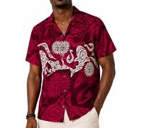 King Kameha Classic Modern Hawaiian-Shirt for Men Front-Pocket Casual Aloha-Shirts Maori Tribal-Art