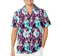 King Kameha Floral Hawaiian Shirt for Men - Tropical Men’s Hawaiian Shirt Short Sleeve with Flower-Print, Lightweight & Easycare