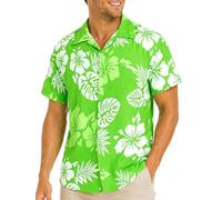 King Kameha Floral Hawaiian Shirt for Men - Tropical Men’s Hawaiian Shirt Short Sleeve with Hibiscus & Leaf Print