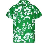 King Kameha Floral-Vibes Hibiscus-Print Hawaii Colorful Stylish-Shirt Standard-Fit, Hibiscus, Green, L