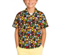 King Kameha Funky Casual Hawaiian Shirt for Kids Boys and Girls Front Pocket Very Loud Shortsleeve, Unisex Christmas Reindeer Prints