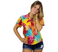 King Kameha Funky Hawaiian Blouse Shirt, Shortsleeve, Pineapple, Yellow, 6XL