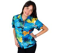 King Kameha Funky Hawaiian Blouse Shirt, Shortsleeve, Surf, Turquoise, 6XL