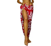 King Kameha Funky Hawaiian Cover-up Pareo Sarong, Hibiscus, Ferrarired, Big