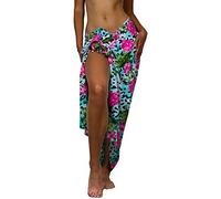 King Kameha Funky Hawaiian Cover-up Pareo Sarong, Leopard Flowers, Lightblue, Big