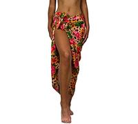 King Kameha Funky Hawaiian Cover-up Pareo Sarong, Leopard Flowers, Orange, Big