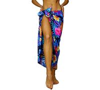 King Kameha Funky Hawaiian Cover-up Pareo Sarong, Pineapple, Black Blue, Big