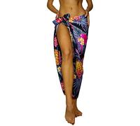 King Kameha Funky Hawaiian Cover-up Pareo Sarong, Pineapple, Black Grey, Big