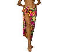 King Kameha Funky Hawaiian Cover-up Pareo Sarong, Pineapple, Pink, Big