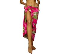 King Kameha Funky Hawaiian Cover-up Pareo Sarong, Small Flower, Pink, Big