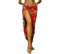 King Kameha Funky Hawaiian Cover-up Pareo Sarong, Small Flower, Red, Big