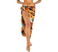 King Kameha Funky Hawaiian Cover-up Pareo Sarong, Surf, Brown Turquoise, Big