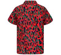 King Kameha Funky Hawaiian Shirt, Men, Shortsleeve, Flames Allover, Red, XXL