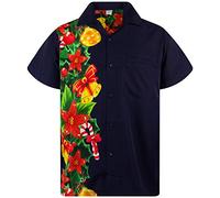 King Kameha Funky Hawaiian Shirt, Shortsleeve, X-Mas, Christmas Wedding, Blue, 6XL
