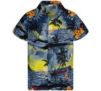 King Kameha Men JK-Surf Ugly-Shirt Regular Button-Down Short-Sleeve Hawaii-Shirt, JK-Surf, Grey, XXL