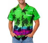 King Kameha Men’s Hawaiian Shirt Short Sleeve - Aloha Summer Shirt with Beach Print, Lightweight and Easy Care