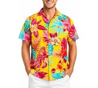 King Kameha Men’s Hawaiian Shirt Short Sleeve - Aloha Summer Shirt with Pineapple Print, Lightweight and Easy Care