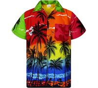 King Kameha Men's Beach-Shirt Short-Sleeve Casual-Button-Down Hawaii-Vacation, Beach, Random-Mixed-Colours, M